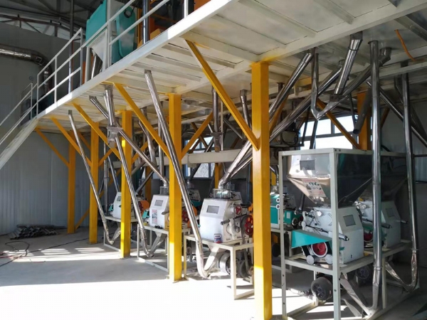 8臺磨平篩清粉機打包稱設備